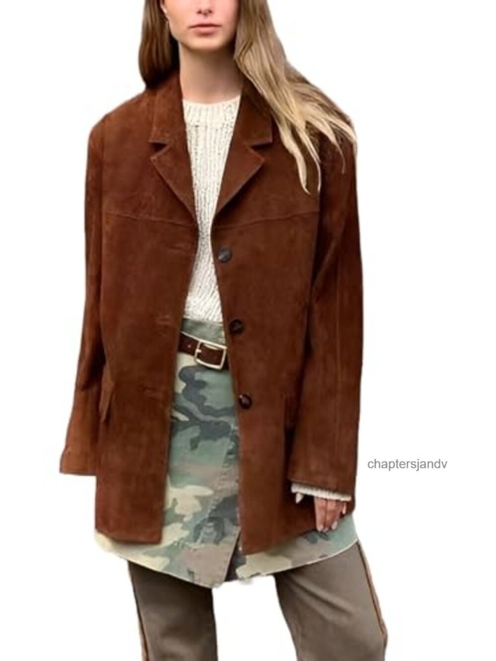 Suede Leather Blazer Jacket Oversized Casual Coat Streetwear